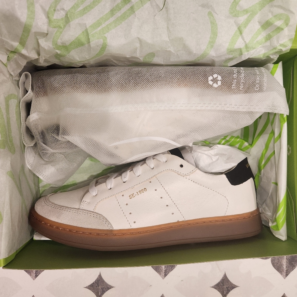 Sam Edelman Like New Josi White & Brown Leather Sneakers Size 7.5